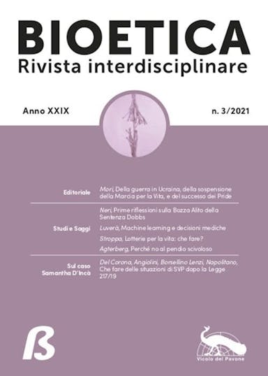 Bioetica Rivista interdisciplinare Anno XXIX n. 3/2021