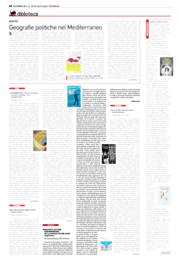 Questo mese su «Le Monde diplomatique - il manifesto» la recensione di Giancarlo Rossi alla Guida per il lettore contemporaneo de Il capitale di Karl Marx   
