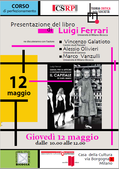 Giovedì 12 Maggio - Casa della cultura, Via Borgogna 3 Milano - 10.00 -12.00